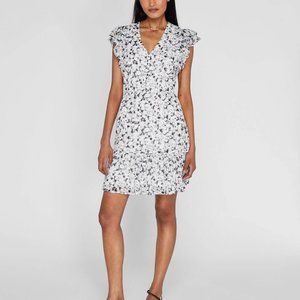 Flutter Sleeve Printed Day Dress - New With Tags - NEVER WORN - Black Mix